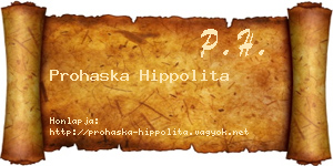 Prohaska Hippolita névjegykártya